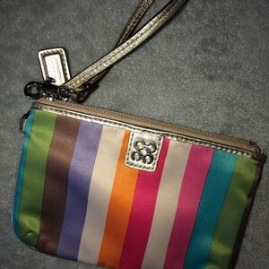 Bright Multicolor Stripe Wristlet Clutch - Coach